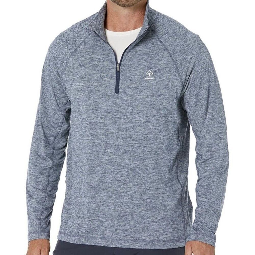 Wolverine Men's Sun-Stop Eco Sweatshirts Navy Heather‎ 1/2 Zip Size Small New